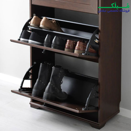 طبقات نگهداری کفش جاکفشی چوبی سه طبقه ایکیا مدل BRUSALI